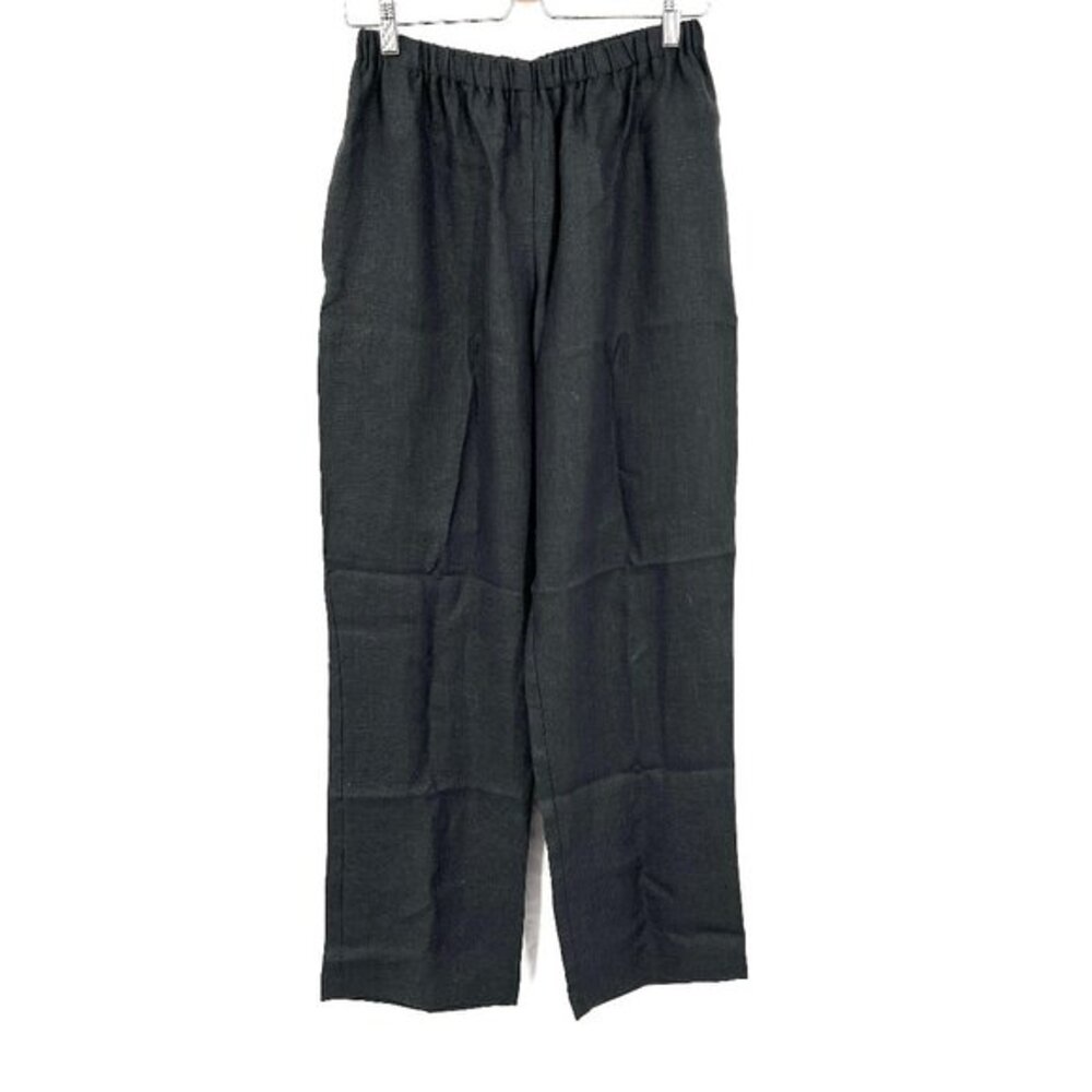 Christopher Calvin high rise waist lagenlook 100% linen black pants boho M‎